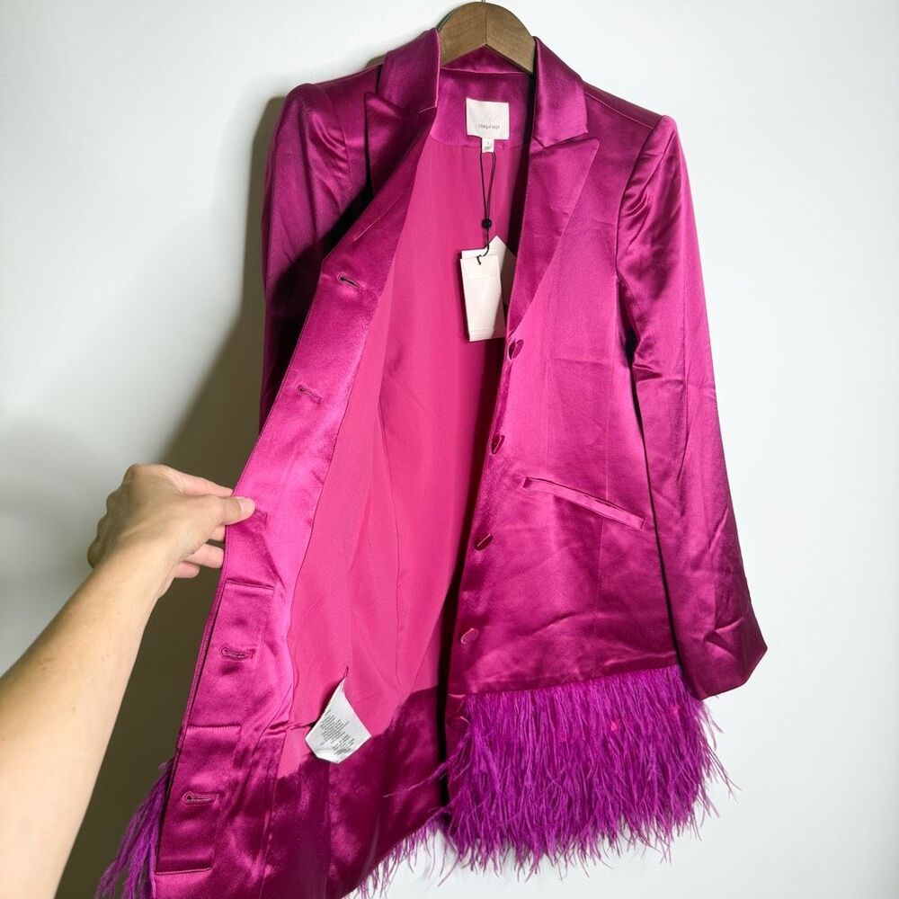Cinq a Sept Joel Feather Hem Dress Blazer in Plum Radish New Size 2 - Picture 11 of 11